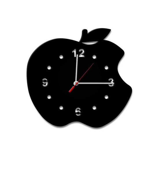 Black MDF Apple Modern Wall Clock