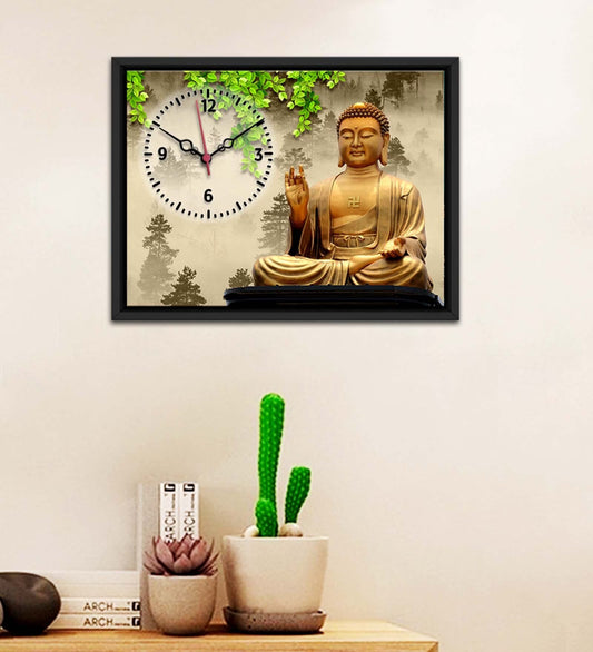 Gautam Buddha Inspired MDF Analog Wall Clock