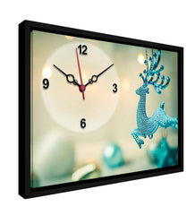 Black Framed Blue Deer MDF Analog Wall Clock