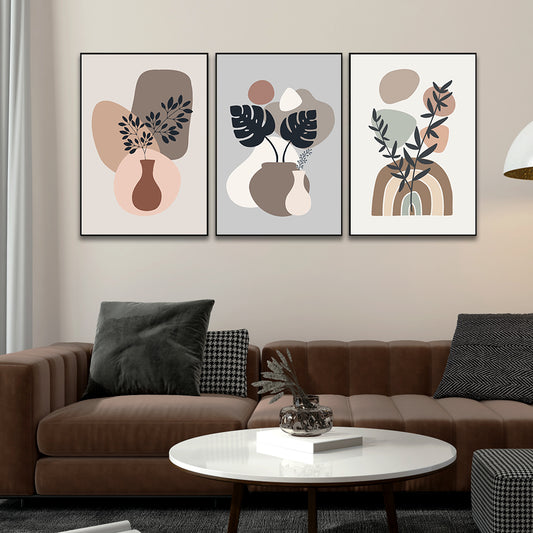 Boho Botanical Wall Art with Plant Organic Shapes Wall Art Set Of 3