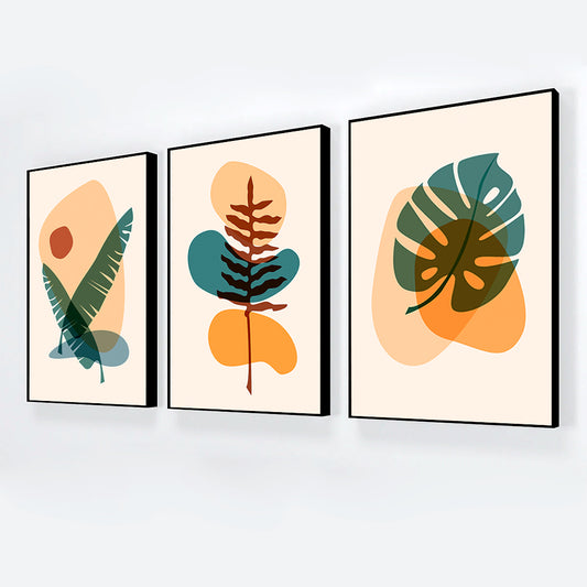 Boho Botanical Wall Art Minimalist Plant Eucalyptus Leaves Cactus Framed Wall Art Set of 3