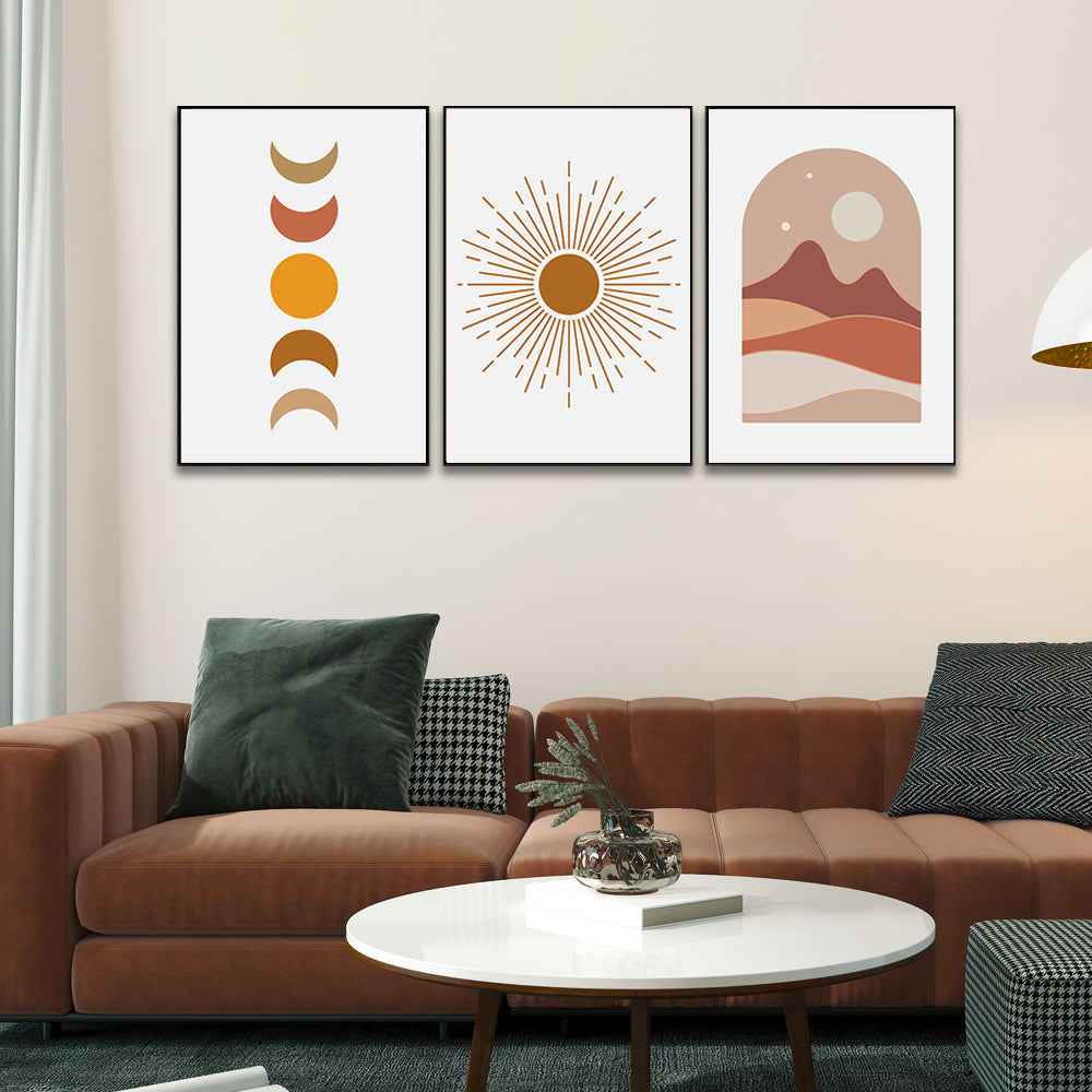 Boho Abstract Mid Century Concept Wall Art Prints Set of 3