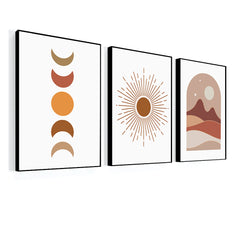 Boho Abstract Mid Century Concept Wall Art Prints Set of 3