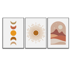 Boho Abstract Mid Century Concept Wall Art Prints Set of 3