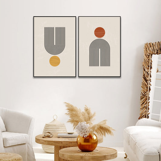 Mid-Century Abstract Contemporary Aesthetic Wall Art Set of 2