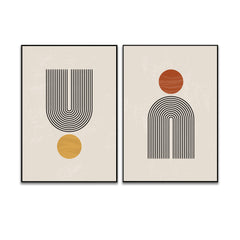 Mid-Century Abstract Contemporary Aesthetic Wall Art Set of 2