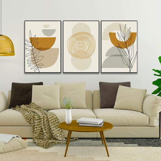 Mid Century Modern Boho Style Wall Art for Interior Décor Set Of 3