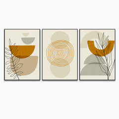 Mid Century Modern Boho Style Wall Art for Interior Décor Set Of 3