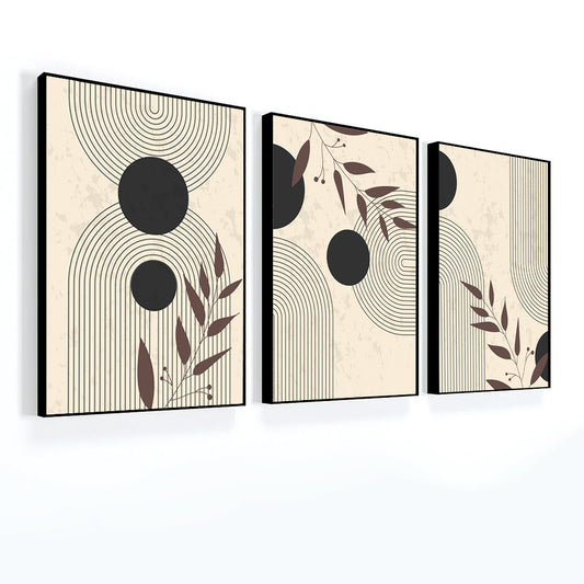 Mid Century Boho Modern Aesthetic in Vintage for Wall Art Set of 3