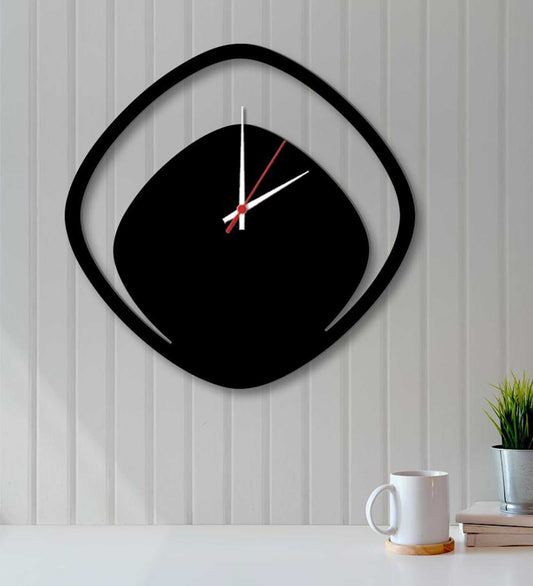 Black MDF Boomerang Wooden Wall Clock