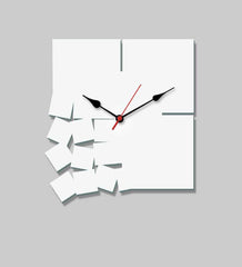 White MDF Broken Modern Wall Clock