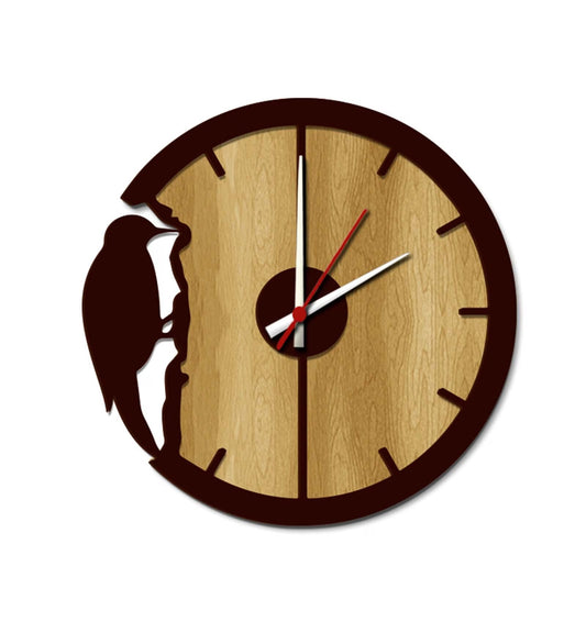 Brown Woodpekar MDF Modern Analog Wall Clock
