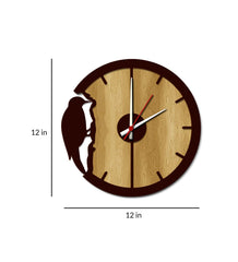 Brown Woodpekar MDF Modern Analog Wall Clock