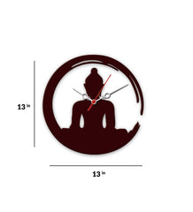 Brown MDF Gautam Buddha Inspired Modern Wall Clock