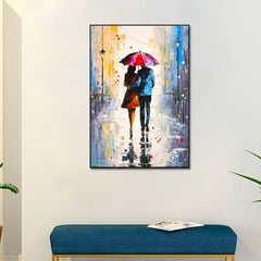 Beautiful Couple's Walk in the Rain Canvas Wall Paintings & Arts