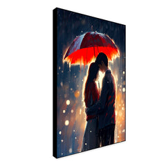 Beautiful Romance in The Rain, Love Couple Canvas Wall Paintings & Arts