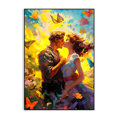 Young Couple Romantic Artwork Butterflies Canvas Wall Paintings & Arts