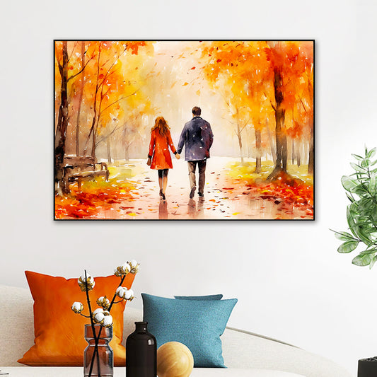 Beautiful Couple Holding Hands and Walking Canvas Wall Paintings & Arts