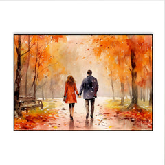 Beautiful Couple Holding Hands and Walking Canvas Wall Paintings & Arts