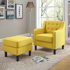 Tufted Comfy Lounge Chair With Ottoman