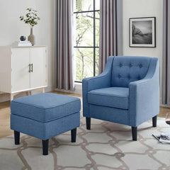 Tufted Comfy Lounge Chair With Ottoman