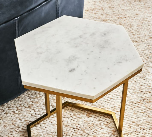 Hexagon Marble Accent Table