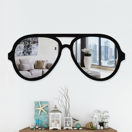 Beautiful Decorative Sunglasses Shape Wall Mirror With Black Finish Frame