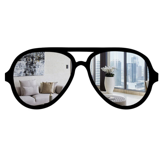 Beautiful Decorative Sunglasses Shape Wall Mirror With Black Finish Frame