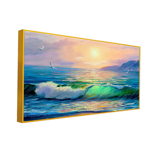 Big Panoramic Beautiful Sea Sunset  Scenery Canvas Painting