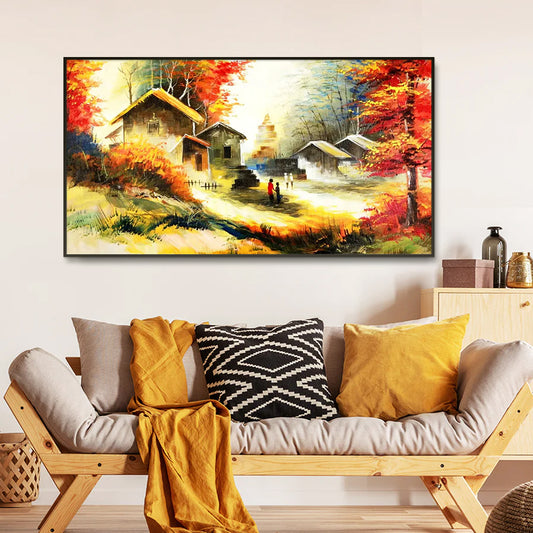 Outhouse In Forest Scenery Canvas Painting