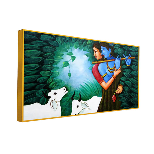 Radha Krishna In Forest Canvas Painting
