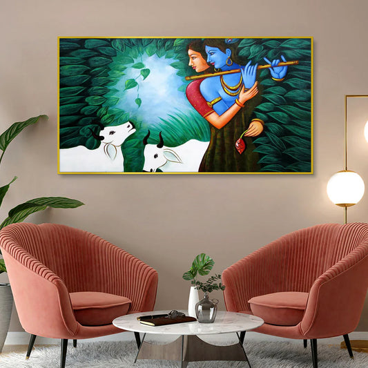 Radha Krishna In Forest Canvas Painting