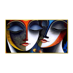 Divine Radha Krishna Romantic Canvas  Wall Painting