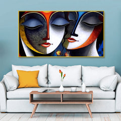 Divine Radha Krishna Romantic Canvas  Wall Painting