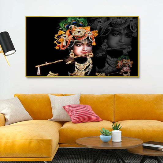 Krishna with Flute Beautiful Spiritual Canvas Wall Painting