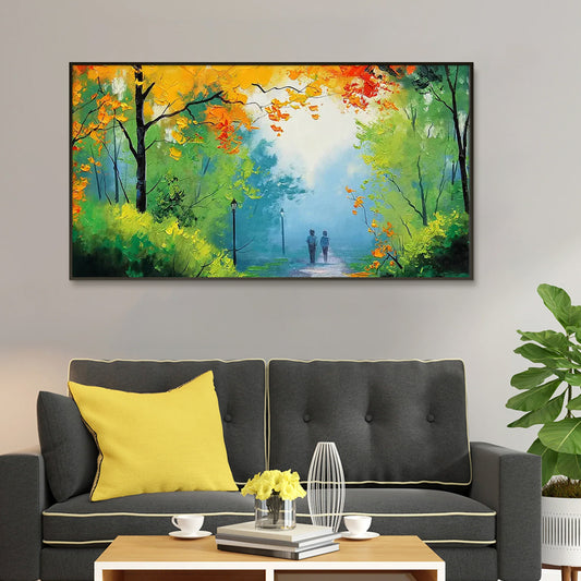 Walk in The Park Relaxing Big Panoramic Canvas  Wall Painting