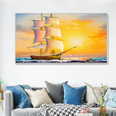 Beautiful Ship in the Sea Scenery Canvas  Wall Painting