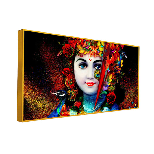 Krishna with Peacock Spiritual Canvas  Wall Painting