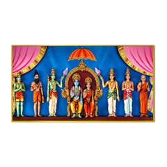 Spiritual Lord Ram Darbar Canvas Wall Painting for Home