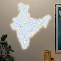 India Map Backlit Wooden Wall Decor