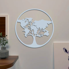 The World Map Tree Backlit Wall Art/ Night Light, Walnut Finish