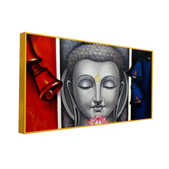 Beautiful Buddha on Vibrant Colors Wall Painting