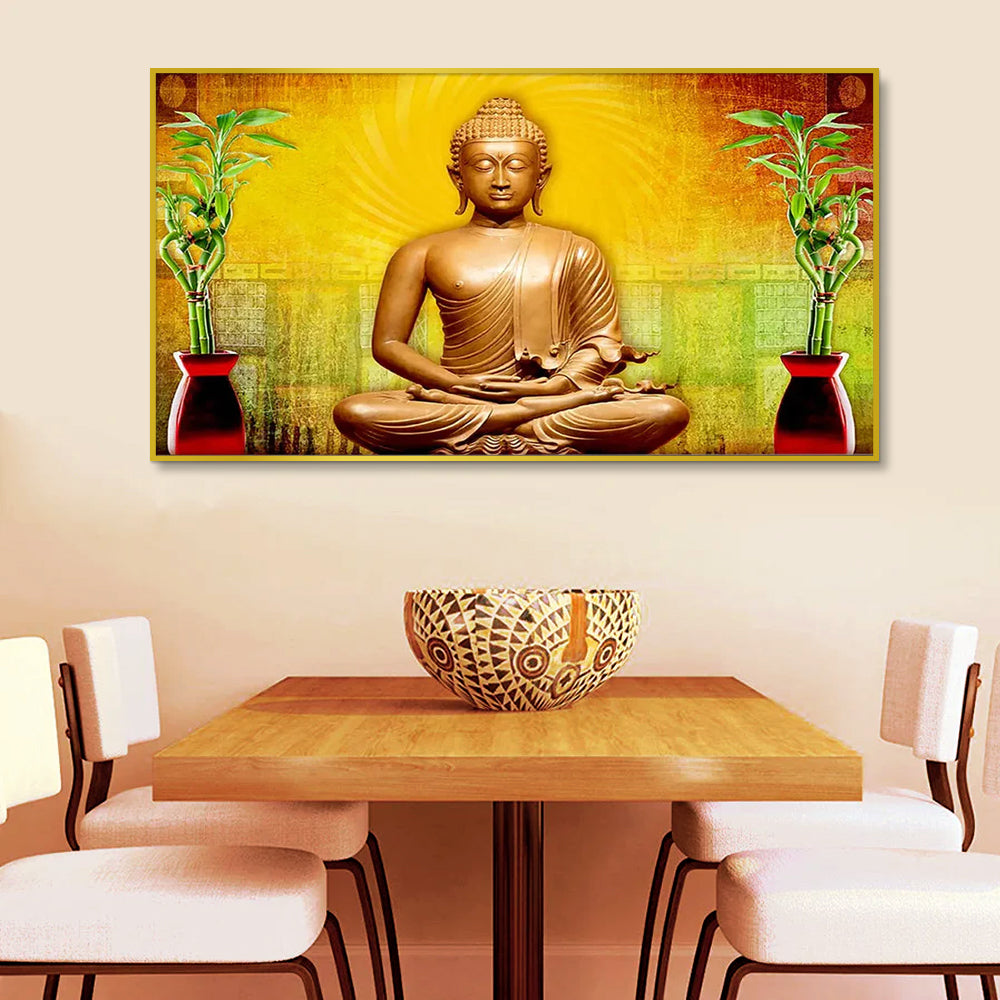 Golden Aura Buddha Canvas Painting