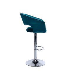 Emerald Blue Plush Feel Velvet Adjustable Bar Stool