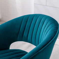 Emerald Blue Plush Feel Velvet Adjustable Bar Stool