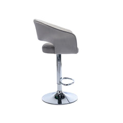 Grey Plush Feel Velvet Adjustable Bar Stool / Long Chair