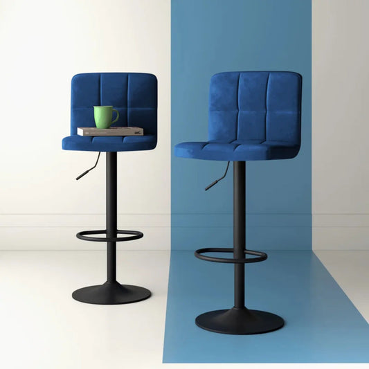 Royal Blue Plush Feel Velvet Counter Bar Chair / Long Chair