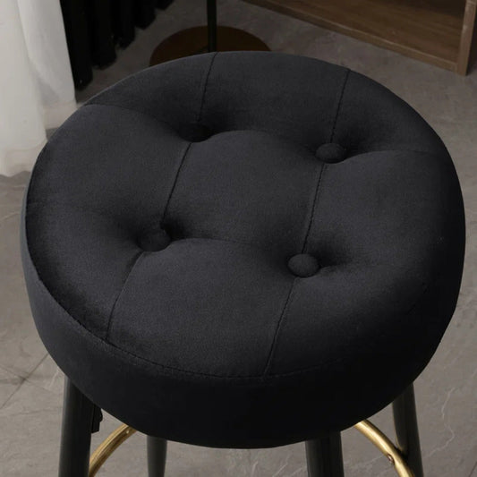 Plush Comfy Velvet Black Bar Stool / High Stool