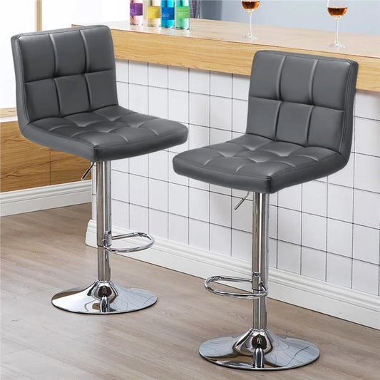 Luxurious Leatherette Grey Bar Stool / Long Chair