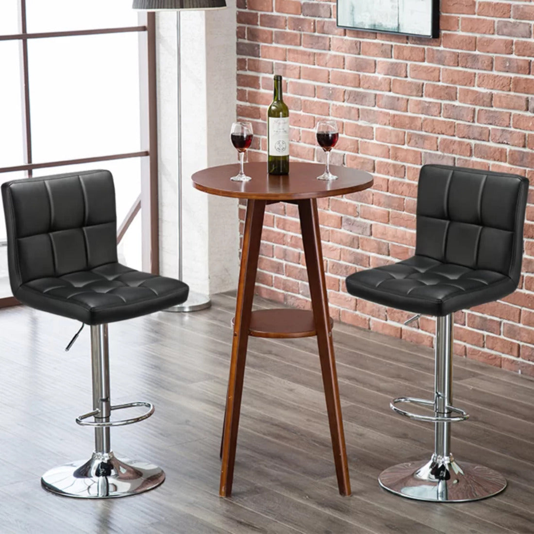 Luxurious Leatherette Black Bar Stool / Long Chair